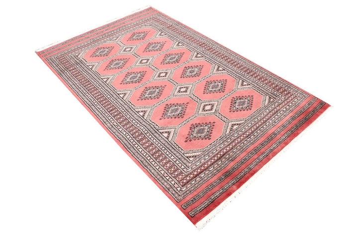 Red Pakistani Jaldar Rug 4' 1" x 6' 7" Hand-Knotted | No. QA20708