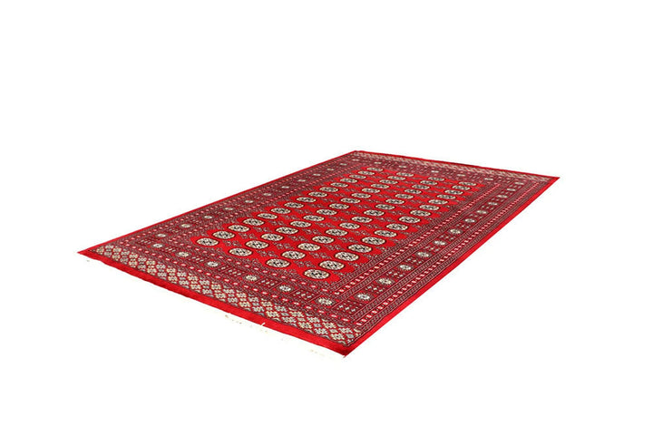 Red Pakistani Bokhara Rug 6' x 9' Hand-Knotted | No. QA20779