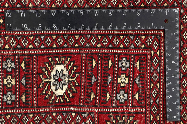 Red Pakistani Bokhara Rug 6' x 9' Hand-Knotted | No. QA20779