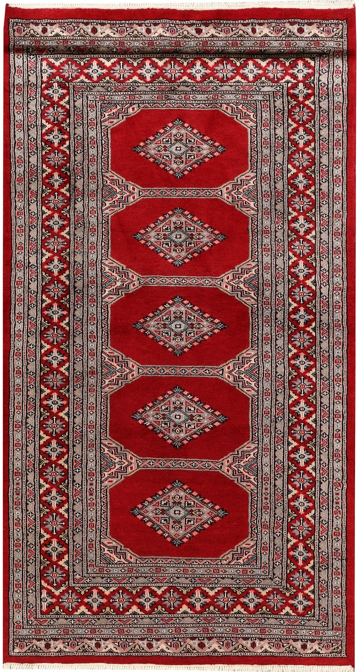 Dark Red Pakistani Jaldar Rug 3' 1" x 5' 7" Hand-Knotted | No. QA20828