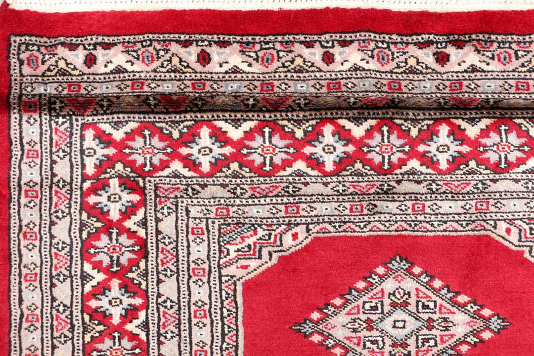 Dark Red Pakistani Jaldar Rug 3' 1" x 5' 7" Hand-Knotted | No. QA20828