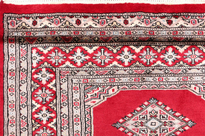 Dark Red Pakistani Jaldar Rug 3' 1" x 5' 7" Hand-Knotted | No. QA20828