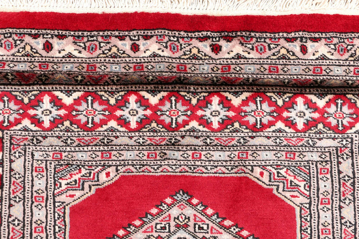 Dark Red Pakistani Jaldar Rug 3' 1" x 5' 7" Hand-Knotted | No. QA20828