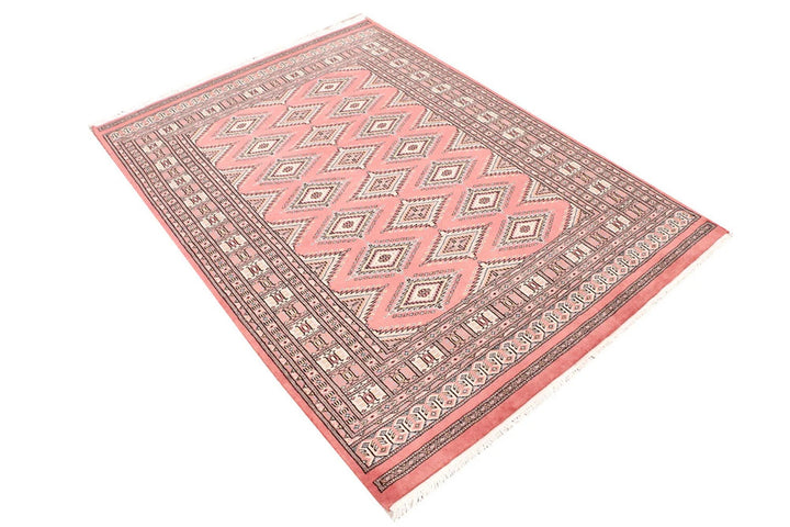 Salmon Pakistani Jaldar Rug 4' 3" x 6' Hand-Knotted | No. QA20835