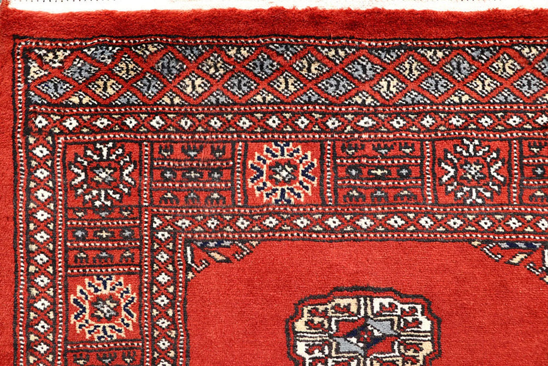 Tomato Orange Pakistani Bokhara Runner 2' 6" x 14' 3" Hand-Knotted | No. QA21040