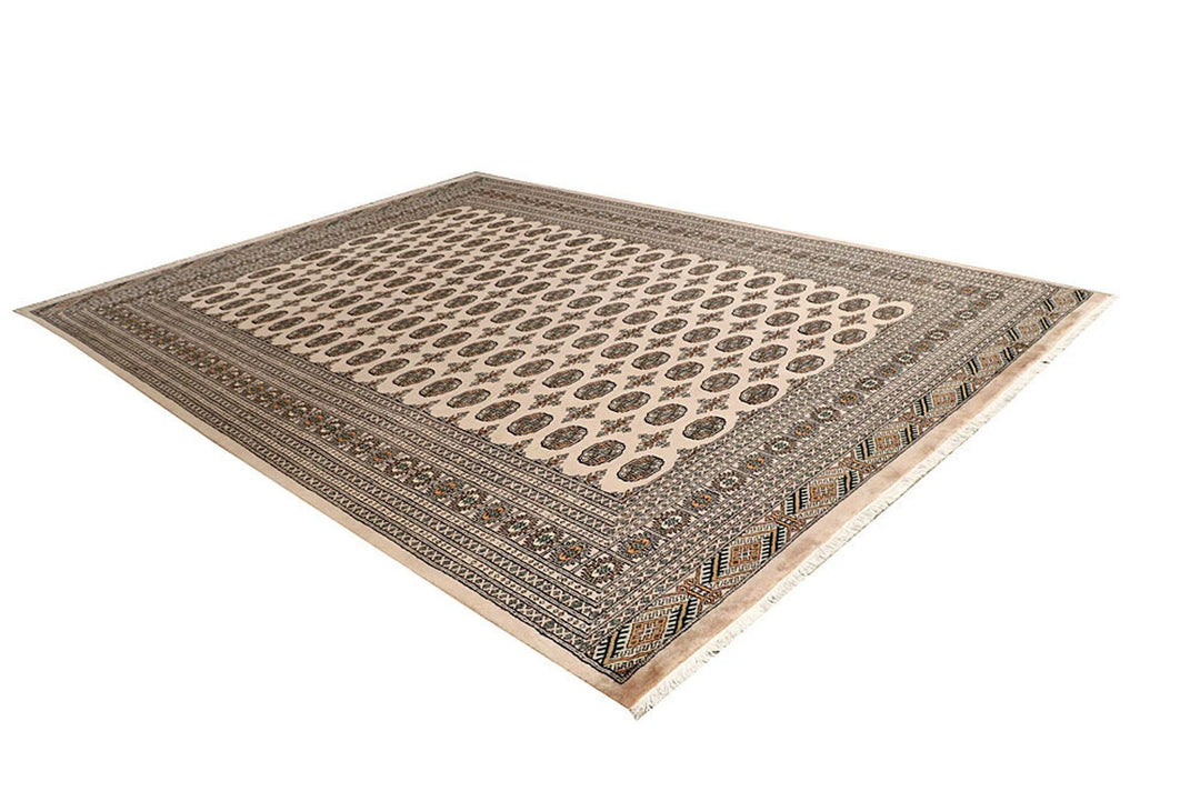 Brown Pakistani Bokhara Rug 9' x 12' 2" Hand-Knotted | No. QA21106
