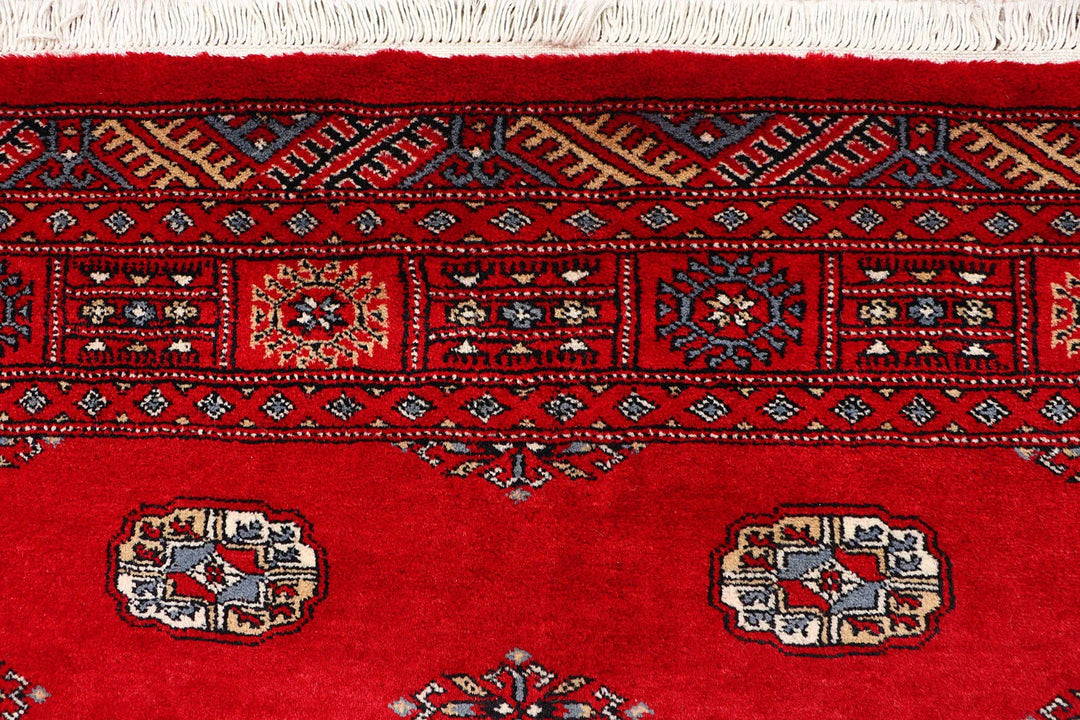 Red Bokhara Rug 4' 2" x 6' 7" Hand-Knotted | No. QA21222