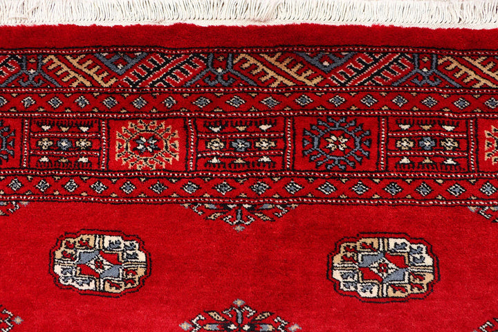 Red Bokhara Rug 4' 2" x 6' 7" Hand-Knotted | No. QA21222