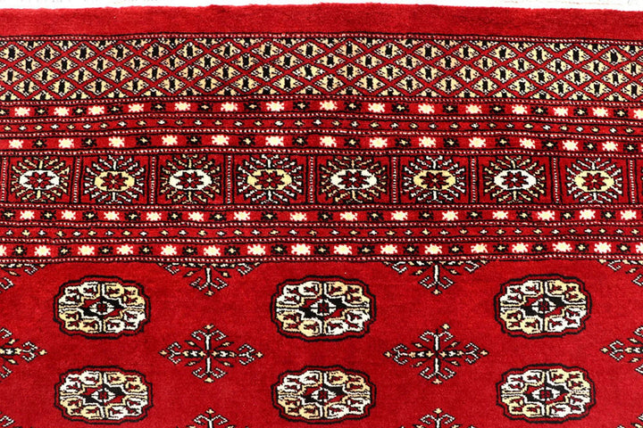 Firebrick Red Pakistani Bokhara Rug 7' 11" x 9' 9" Hand-Knotted | No. QA21324