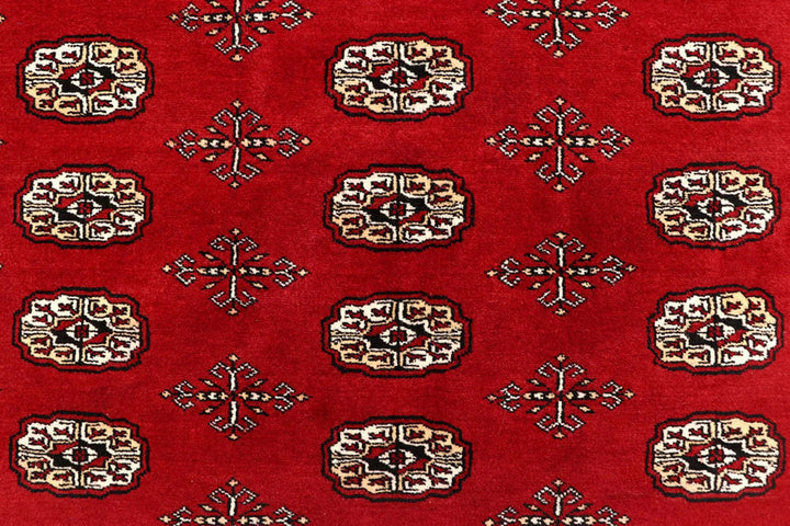 Firebrick Red Pakistani Bokhara Rug 7' 11" x 9' 9" Hand-Knotted | No. QA21324