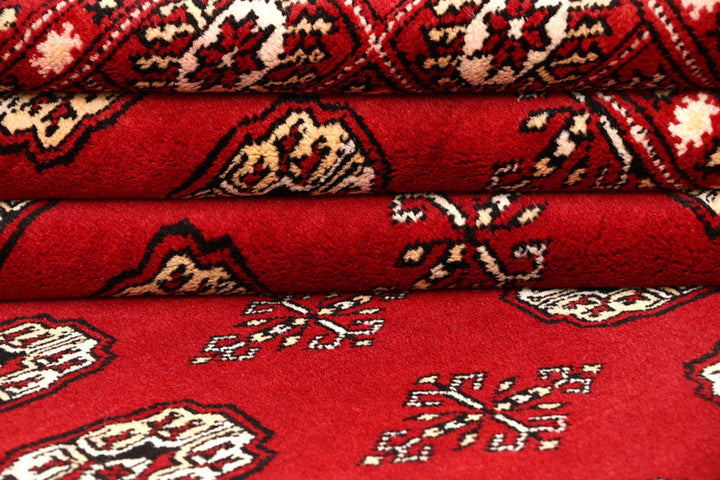 Firebrick Red Pakistani Bokhara Rug 7' 11" x 9' 9" Hand-Knotted | No. QA21324
