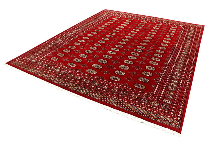 Firebrick Red Pakistani Bokhara Rug 7' 11" x 9' 9" Hand-Knotted | No. QA21324