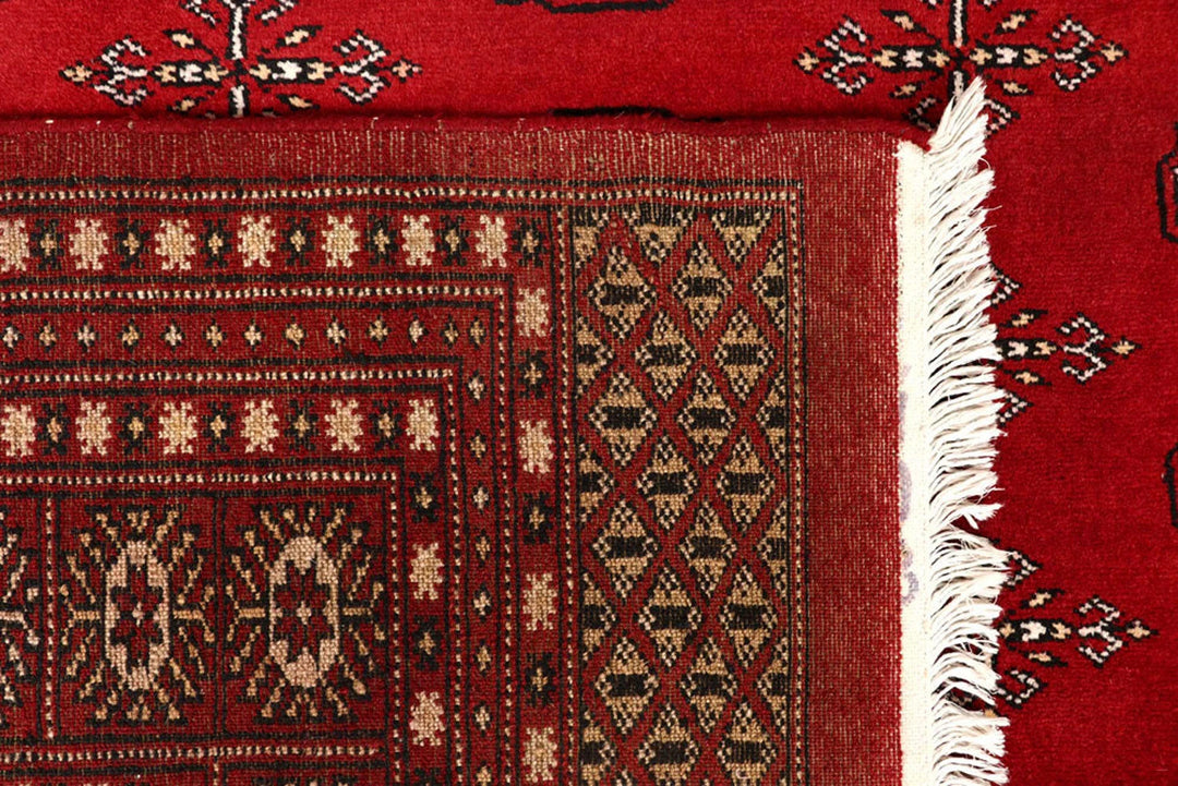 Firebrick Red Pakistani Bokhara Rug 7' 11" x 9' 9" Hand-Knotted | No. QA21324
