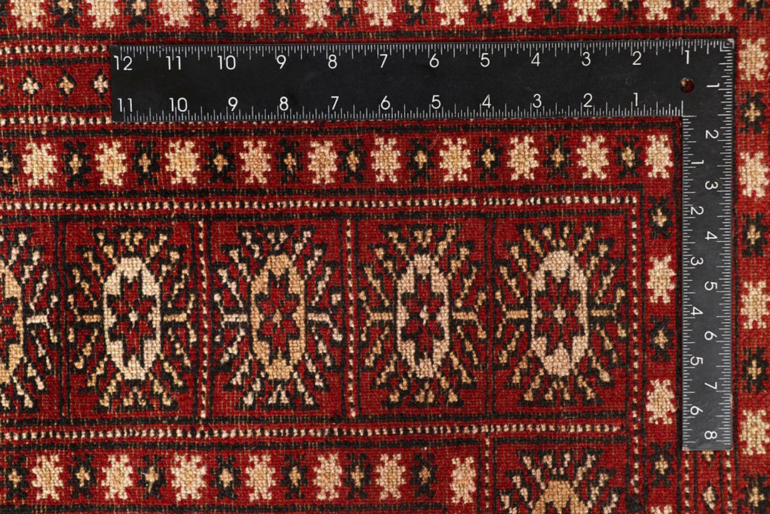 Firebrick Red Pakistani Bokhara Rug 7' 11" x 9' 9" Hand-Knotted | No. QA21324
