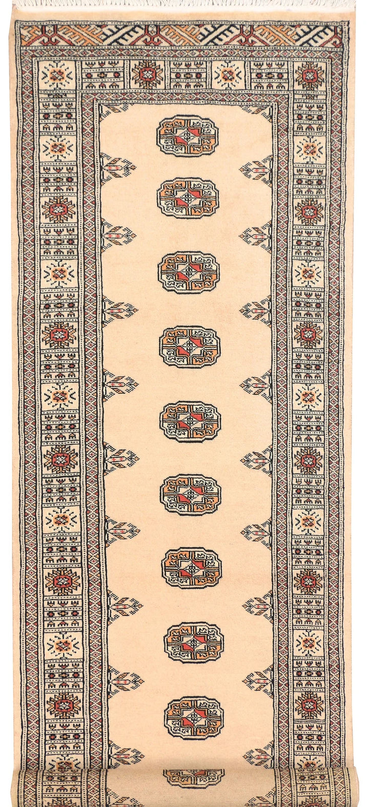 Brown Pakistani Bokhara Runner 2' 7" x 8' Hand-Knotted | No. QA21334