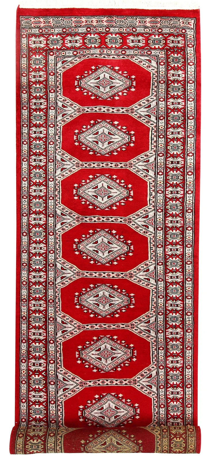 Firebrick Red Pakistani Jaldar Runner 2' 6" x 9' 7" Hand-Knotted | No. QA21351