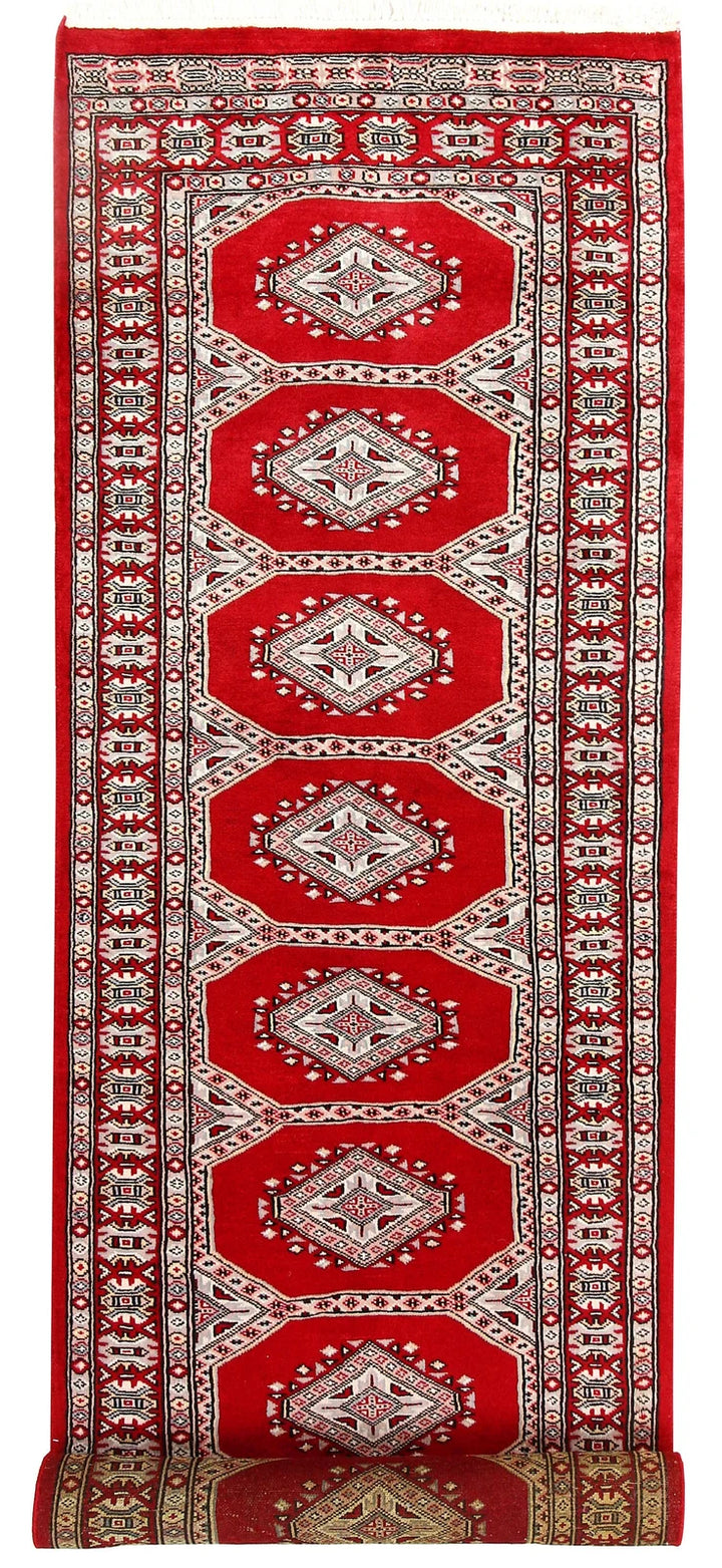 Firebrick Red Pakistani Jaldar Runner 2' 6" x 9' 7" Hand-Knotted | No. QA21351