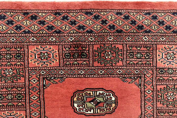 Salmon Pakistani Bokhara Rug 2' 7" x 13' 10" Hand-Knotted | No. QA21402