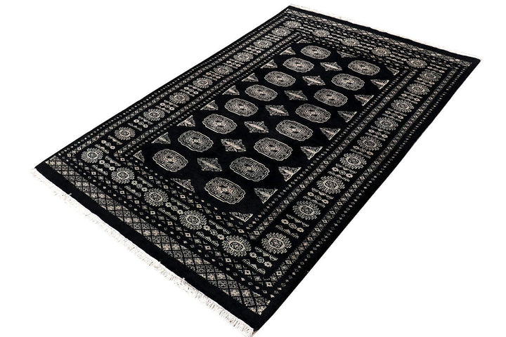 Grey Pakistani Bokhara Rug 4' x 6' 2" Hand-Knotted | No. QA21444