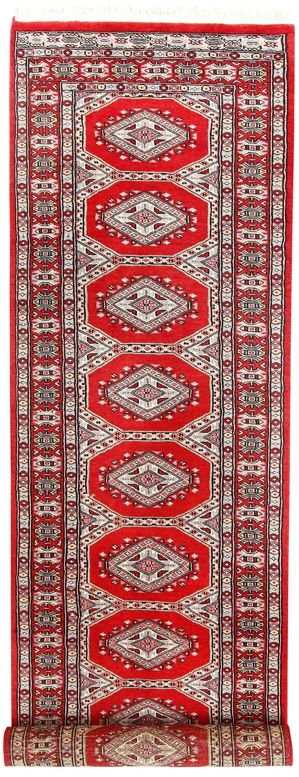 Red Pakistani Jaldar Rug 2' 4" x 9' 1" Hand-Knotted | No. QA21449