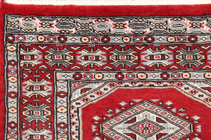 Red Pakistani Jaldar Rug 2' 4" x 9' 1" Hand-Knotted | No. QA21449