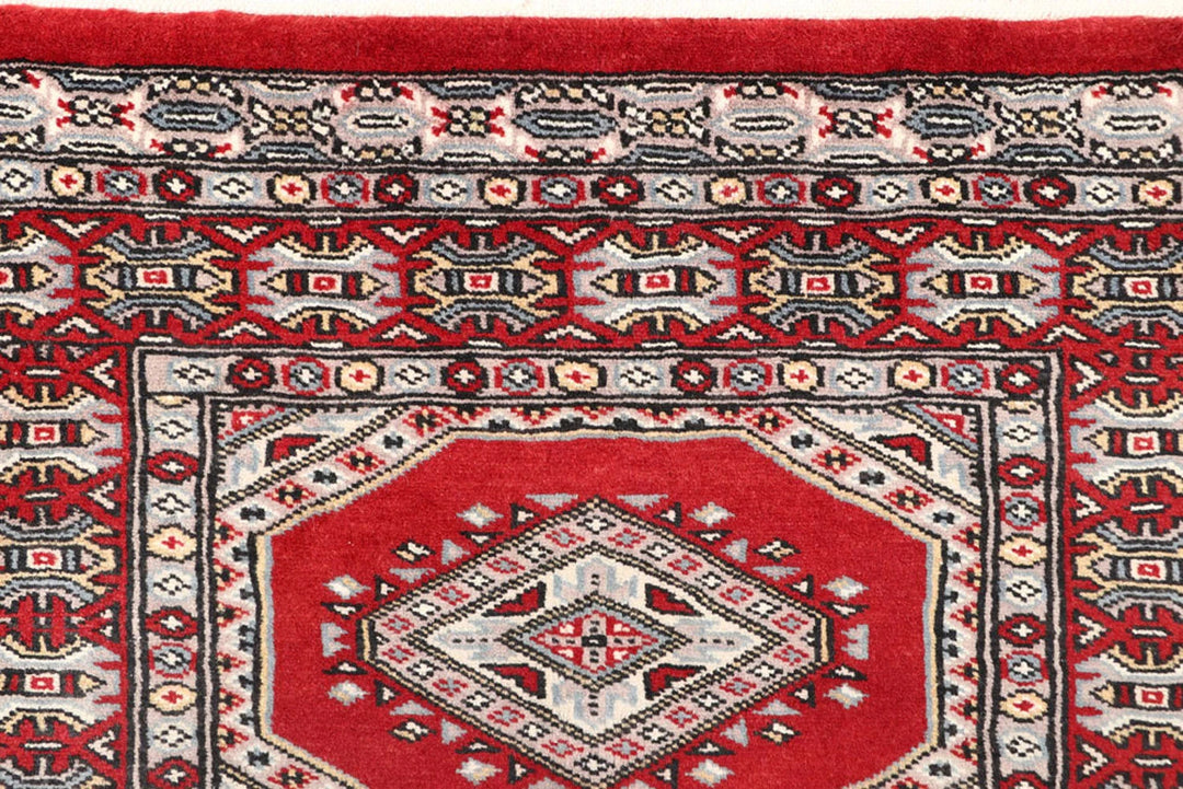 Red Pakistani Jaldar Rug 2' 4" x 9' 1" Hand-Knotted | No. QA21449