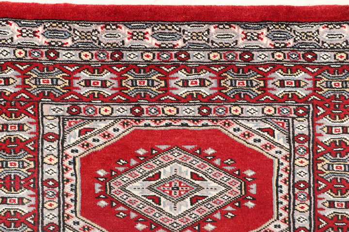 Red Pakistani Jaldar Rug 2' 4" x 9' 1" Hand-Knotted | No. QA21449