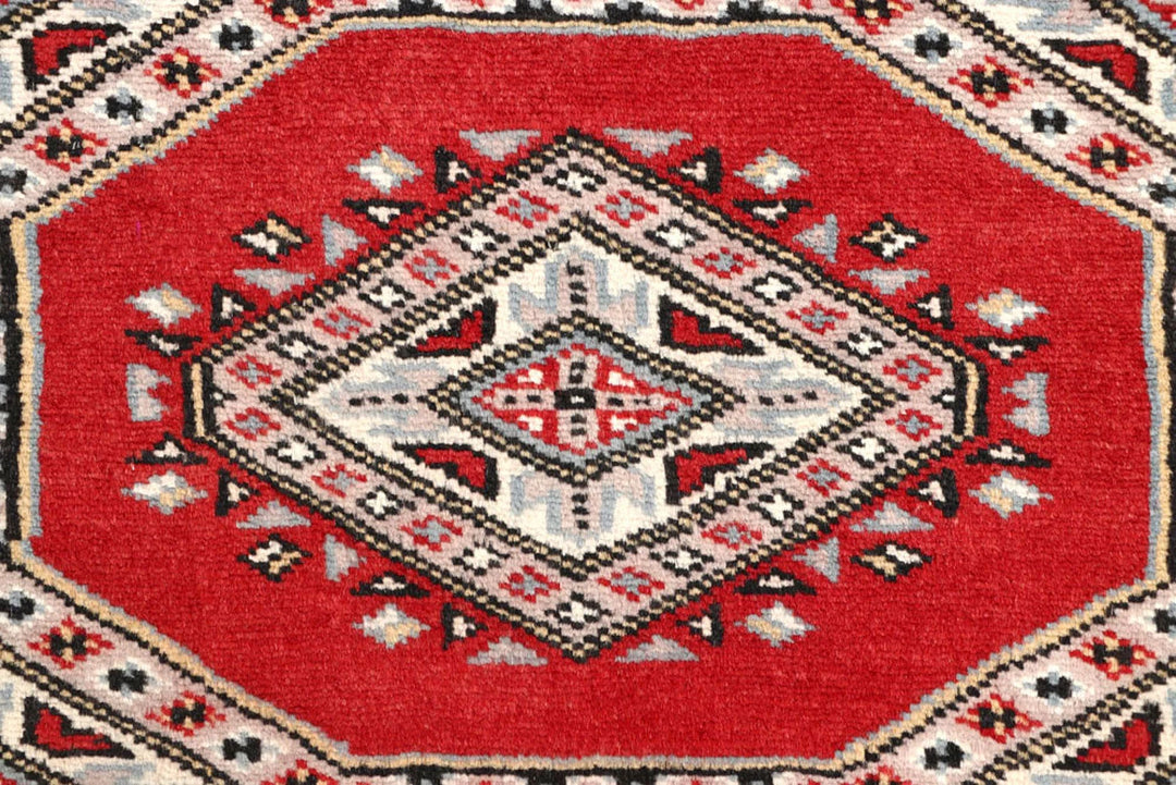 Red Pakistani Jaldar Rug 2' 4" x 9' 1" Hand-Knotted | No. QA21449
