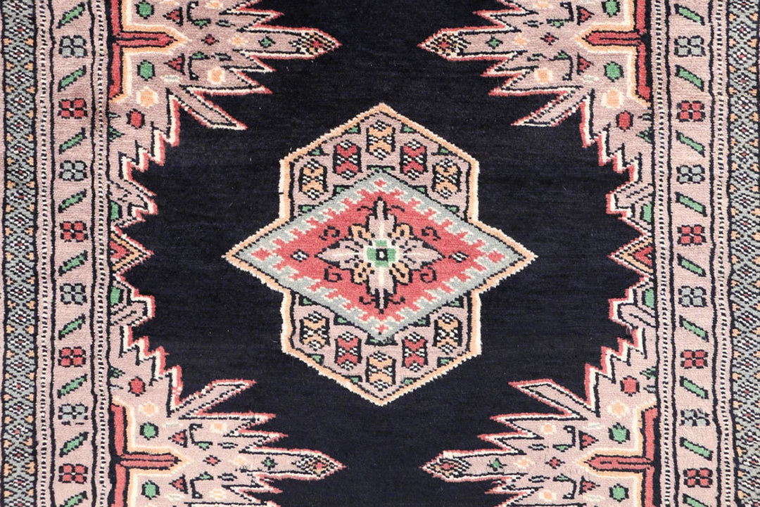 Midnight Blue Pakistani Jaldar Rug 3' 5" x 6' 9" Hand-Knotted | No. QA21526