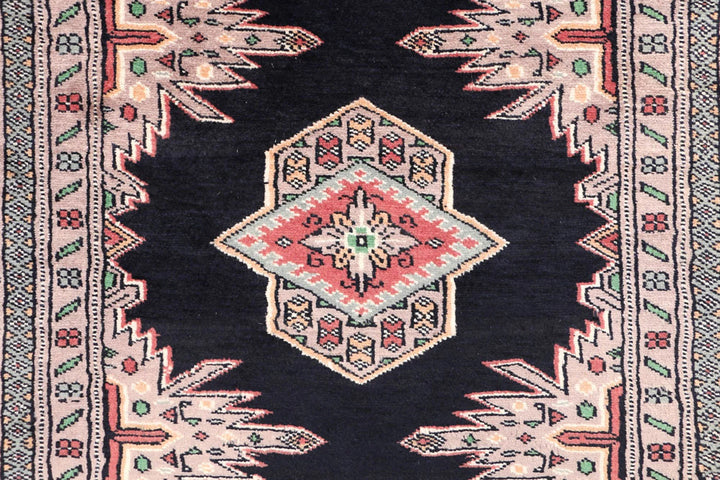 Midnight Blue Pakistani Jaldar Rug 3' 5" x 6' 9" Hand-Knotted | No. QA21526
