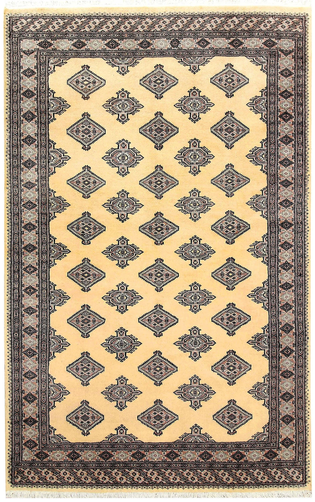 Yellow Pakistani Jaldar Rug 5' 1" x 8' 1" Hand-Knotted | No. QA21758