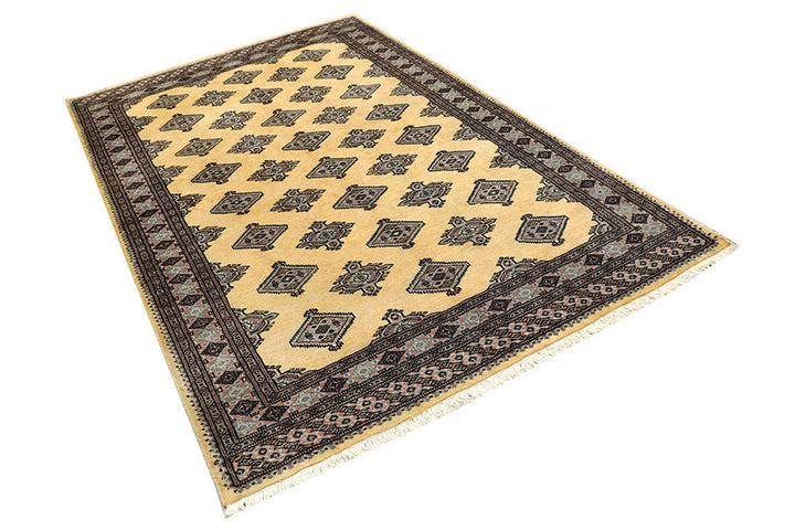 Yellow Pakistani Jaldar Rug 5' 1" x 8' 1" Hand-Knotted | No. QA21758