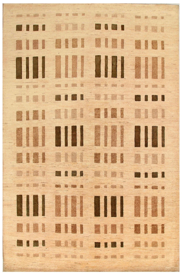 Brown Pakistani Gabbeh Rug 6' x 9' 4" Hand-Knotted | No. QA21784