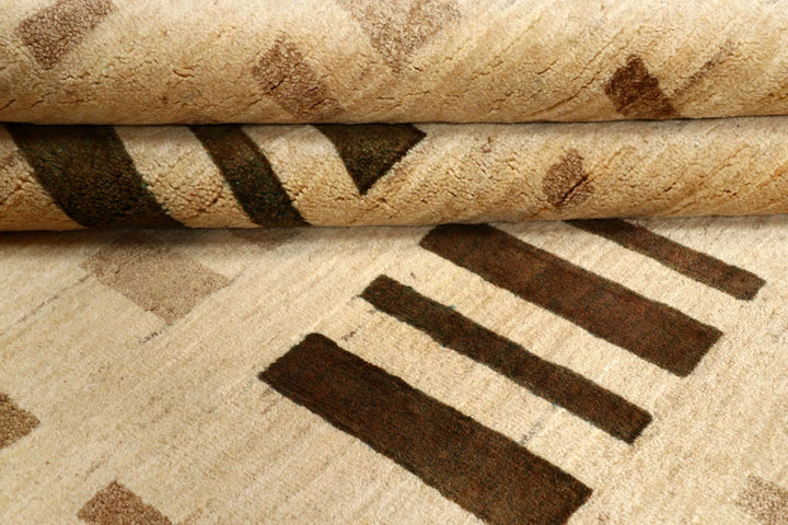 Brown Pakistani Gabbeh Rug 6' x 9' 4" Hand-Knotted | No. QA21784
