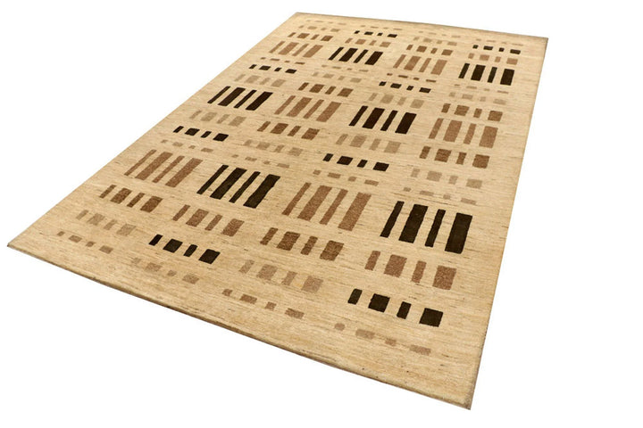 Brown Pakistani Gabbeh Rug 6' x 9' 4" Hand-Knotted | No. QA21784