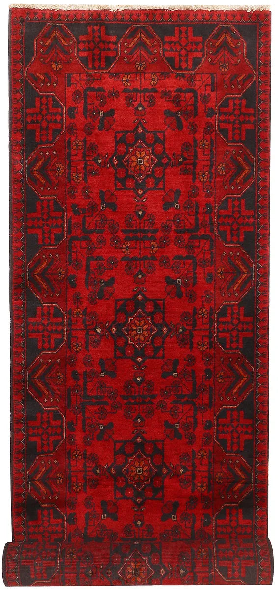 Red Afghan Khal Mohammadi Rug 2' 8" x 9' 4" Hand-Knotted | No. QA21791