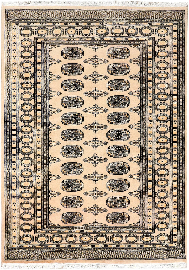 Brown Bokhara Rug 4' x 5' 10" Hand-Knotted | No. QA21924