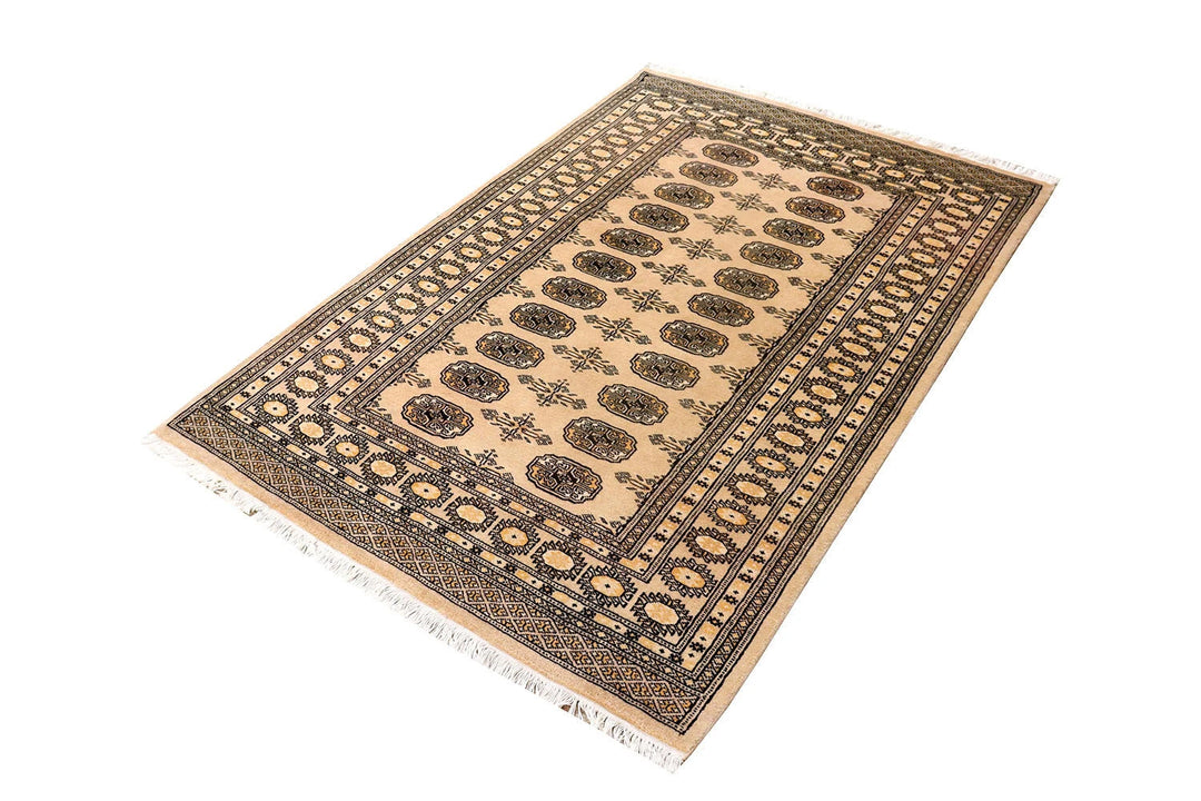 Brown Bokhara Rug 4' x 5' 10" Hand-Knotted | No. QA21924