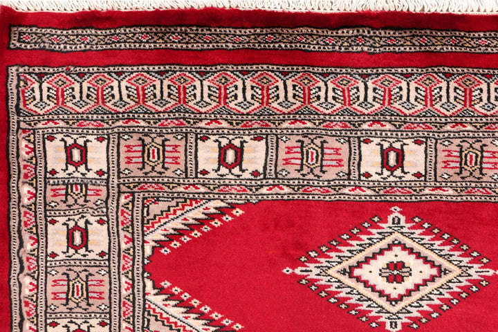 Dark Red Pakistani Jaldar Rug 3' 2" x 5' Hand-Knotted | No. QA22041