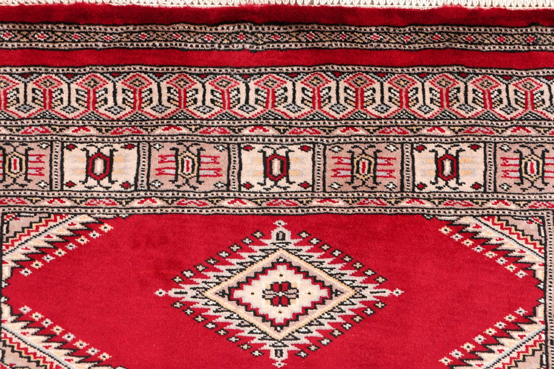 Dark Red Pakistani Jaldar Rug 3' 2" x 5' Hand-Knotted | No. QA22041