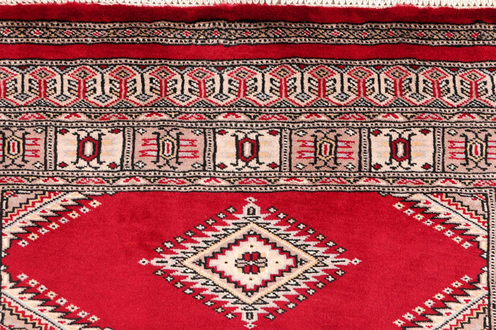 Dark Red Pakistani Jaldar Rug 3' 2" x 5' Hand-Knotted | No. QA22041