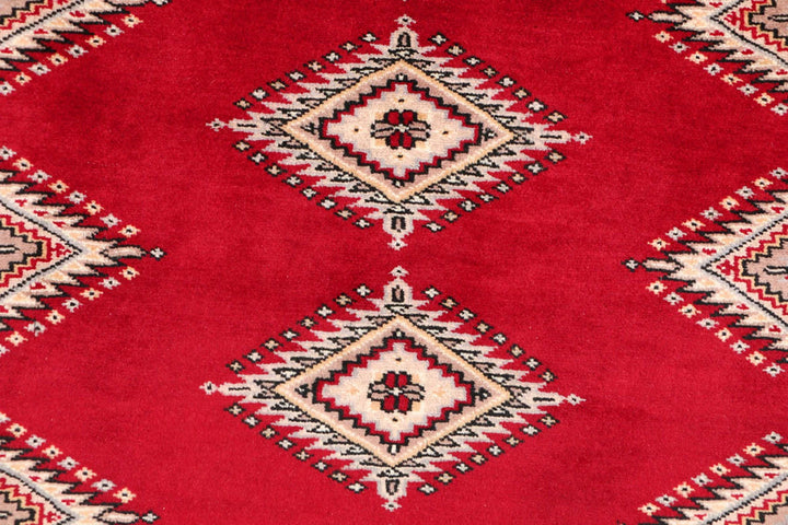 Dark Red Pakistani Jaldar Rug 3' 2" x 5' Hand-Knotted | No. QA22041