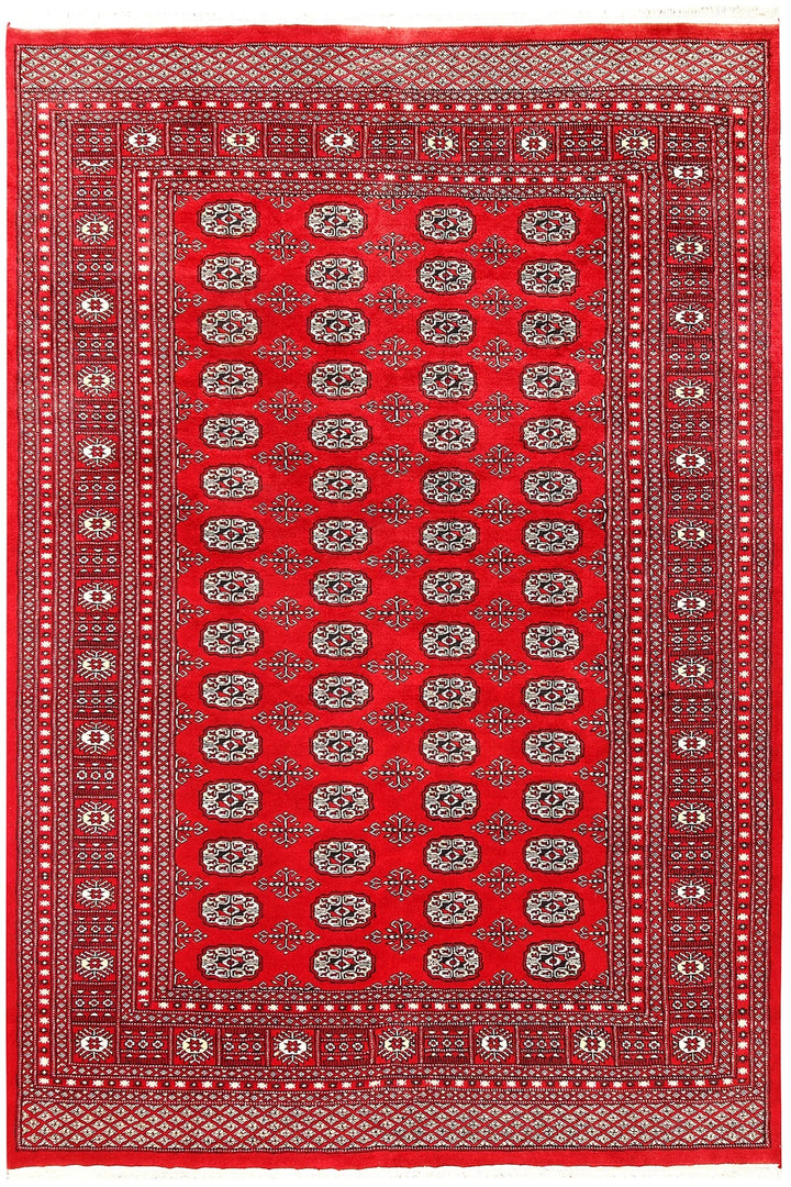 Red Pakistani Bokhara Rug 6' x 8' 10" Hand-Knotted | No. QA22244