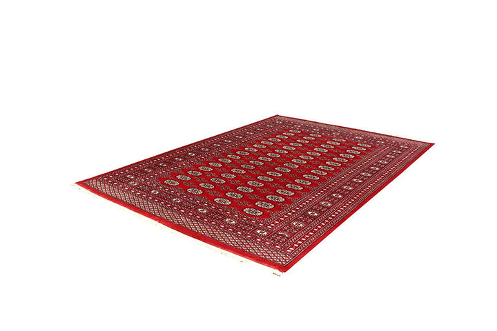 Red Pakistani Bokhara Rug 6' x 8' 10" Hand-Knotted | No. QA22244