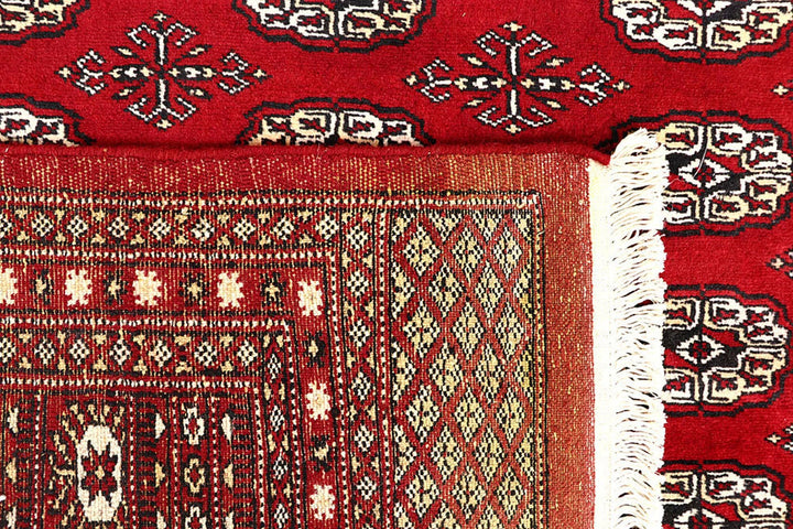 Red Pakistani Bokhara Rug 6' x 8' 10" Hand-Knotted | No. QA22244