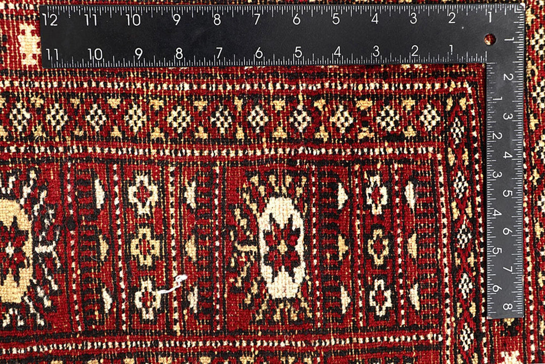 Red Pakistani Bokhara Rug 6' x 8' 10" Hand-Knotted | No. QA22244