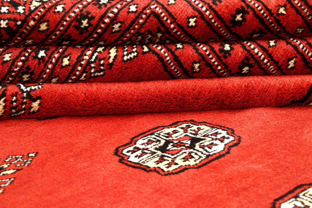 Orange Red Pakistani Bokhara Rug 10' 2" x 14' 3" Hand-Knotted | No. QA22287