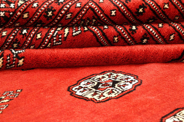 Orange Red Pakistani Bokhara Rug 10' 2" x 14' 3" Hand-Knotted | No. QA22287