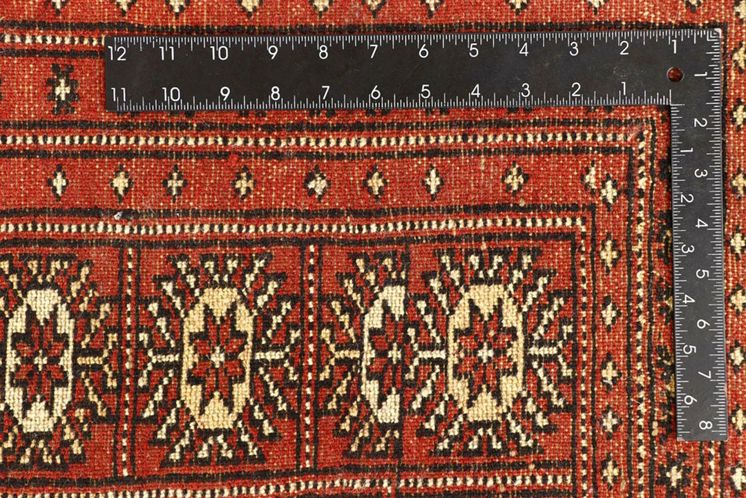Orange Red Pakistani Bokhara Rug 10' 2" x 14' 3" Hand-Knotted | No. QA22287