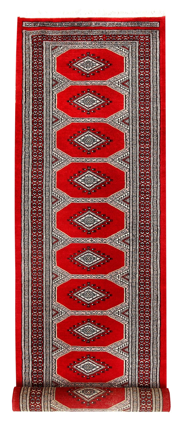 Red Pakistani Jaldar Rug 2' 5" x 9' 4" Hand-Knotted | No. QA22305